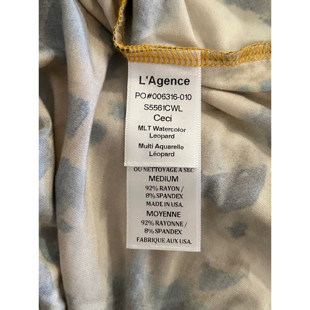 L'AGENCE Ceci Watercolor Leopard Turtleneck Sleeveless Top Medium - Picture 4 of 8